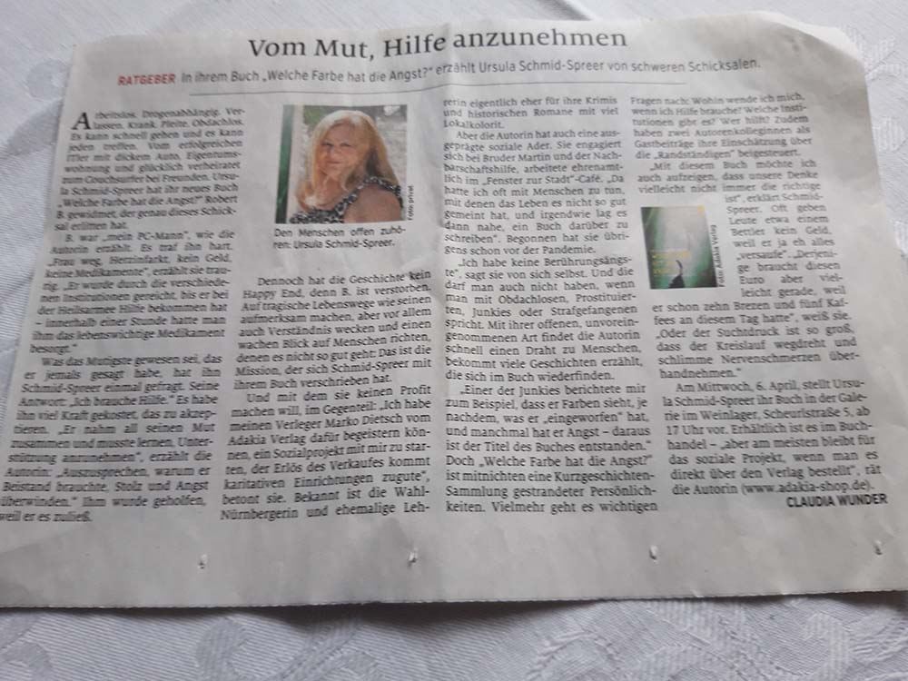 Ursula Schmidt-Spreer - Presse: Nürnberg Nachrichten April 22